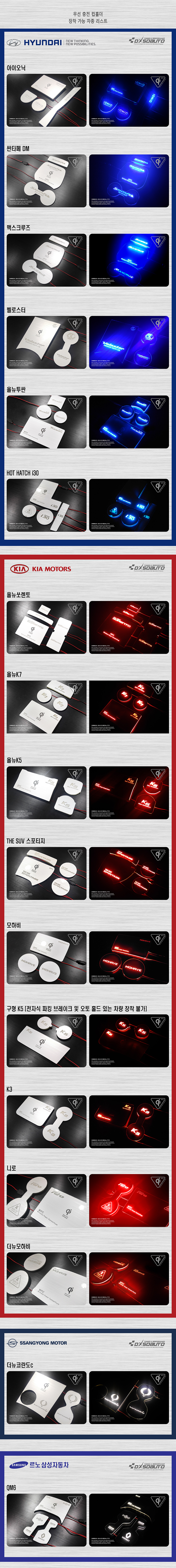 [ 닥쏘오토] AL헤어라인 무선충전 LED 컵홀더 플레이트 _ QM6