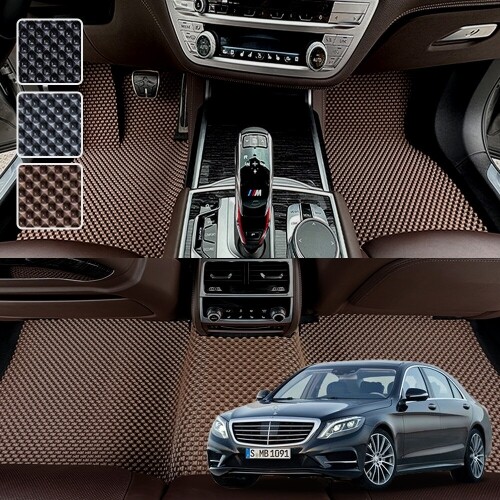 닥쏘오토,벤츠 S클래스 W222 롱바디 숏바디 전용 3D 엠보싱 차세대 고무매트 1열2열 세트 (2013~2021)