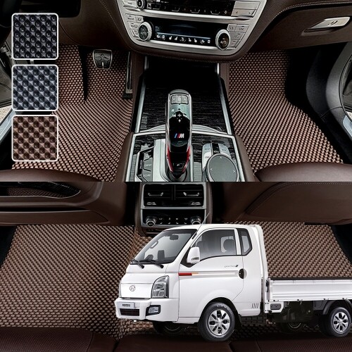 닥쏘오토,포터2 (EV공용) 더블캡 전용 3D 엠보싱 차세대 고무매트 1열2열 세트